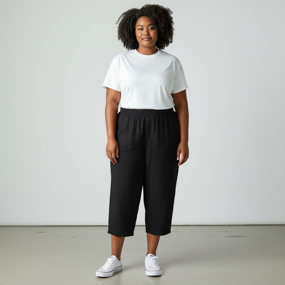 Madewell Black Linen Blend Pull On Pants XXL Relaxed Elastic Waist Pockets